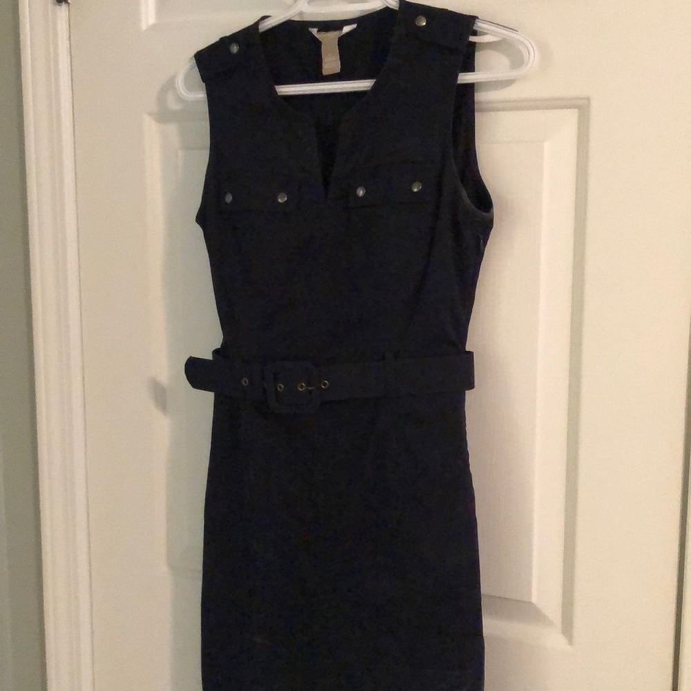 Navy blue dress with belt
